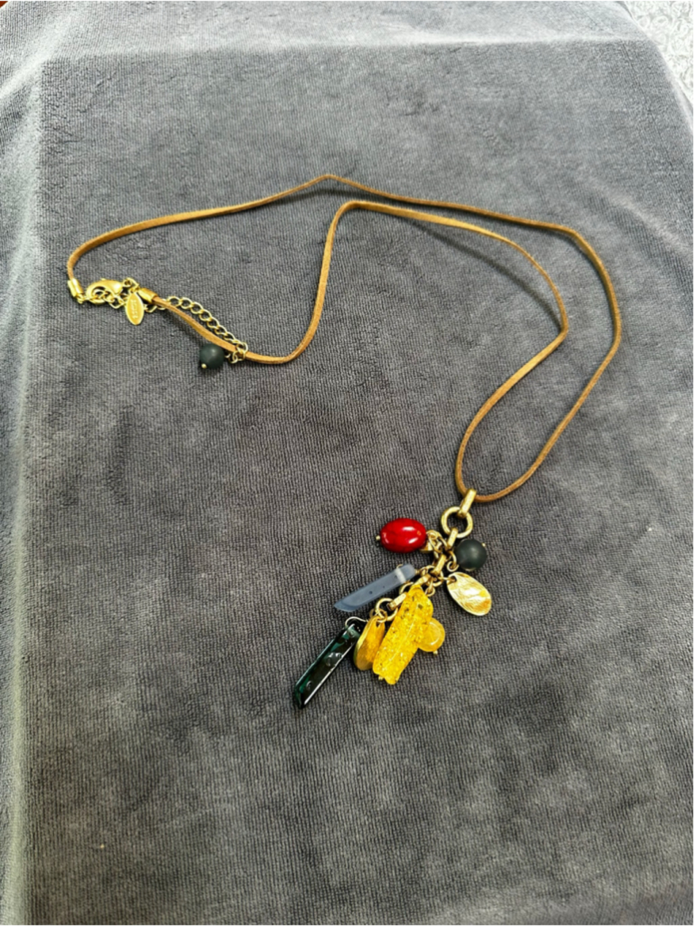 Chico's Gold Yellow Red Multi-Color Pendant Necklace